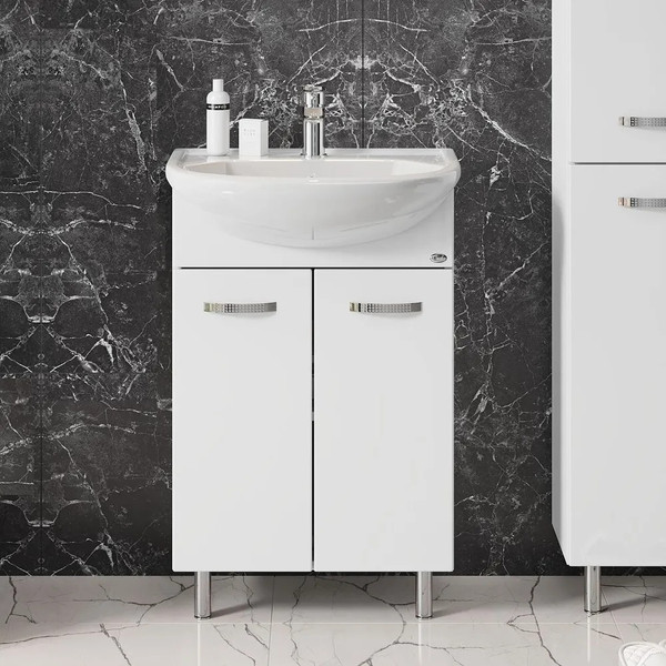 Изображение товара Тумба с умывальником Onika Коралл 55.10 105558 + Rosa Уют 55 белый