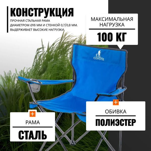 Изображение товара Комплект складной мебели Coyote Стол HYT003 50x80см + Кресло HKC-1001A (4шт, синий)