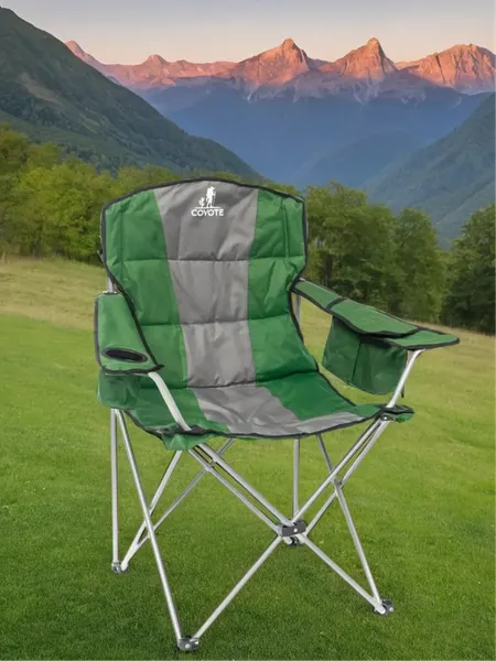 Изображение товара Комплект складной мебели Coyote Стол HYT003 50x80см + Кресло HKC-1003B (2шт, зеленый/черный)