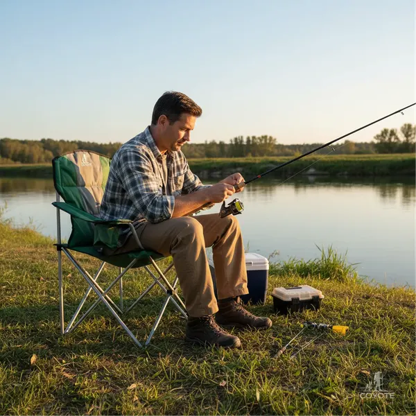 Изображение товара Комплект складной мебели Coyote Стол HYT003 50x80см + Кресло HKC-1003B (4шт, зеленый/черный)