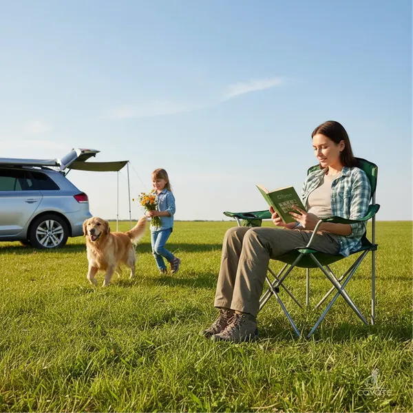 Изображение товара Комплект складной мебели Coyote Стол HYT003 50x80см + Кресло HKC-1003B (4шт, зеленый/черный)