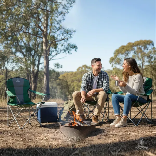 Изображение товара Комплект складной мебели Coyote Стол HYT003 50x80см + Кресло HKC-1003B (4шт, зеленый/черный)