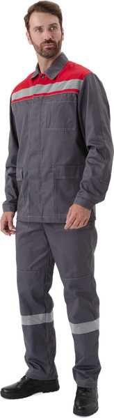 Изображение товара Комплект рабочей одежды УРСУС Ударник КОС317-303 (темно-серый/красный, 44-46/182-188)