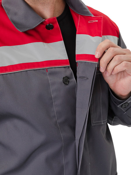 Изображение товара Комплект рабочей одежды УРСУС Ударник КОС317-303 (темно-серый/красный, 52-54/182-188)