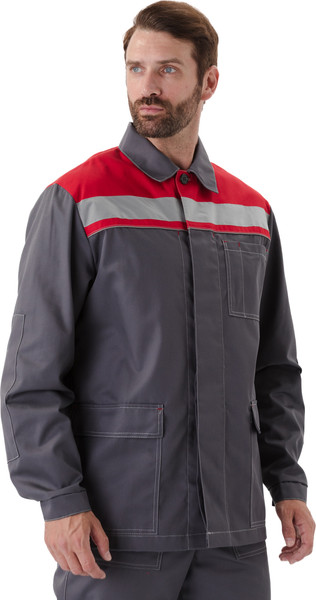 Изображение товара Комплект рабочей одежды УРСУС Ударник КОС317-303 (темно-серый/красный, 56-58/170-176)