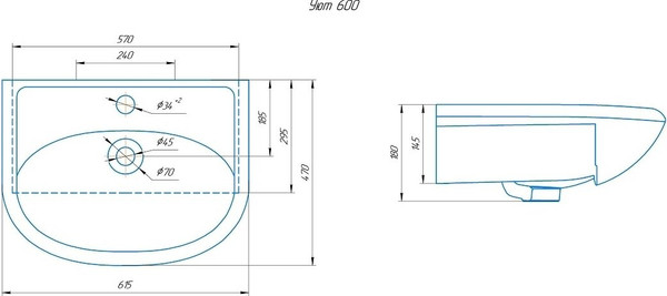 Изображение товара Тумба с умывальником Onika Милтон 60 106146 + Santek Миранда 80 1WH302251