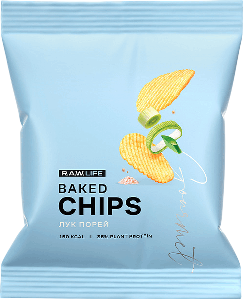 Протеиновые чипсы R.A.W. Life Baked Chips Рисовые с растительным протеином (лук порей, 35г) — фото 3