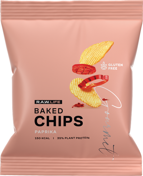Изображение товара Протеиновые чипсы R.A.W. Life Baked Chips Чипсы Рисовые с растительным протеином (паприка/томаты, 35г)