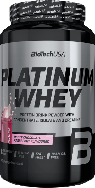 Протеин BioTechUSA Platinum Whey (1кг, белый шоколад/малина) — фото 3