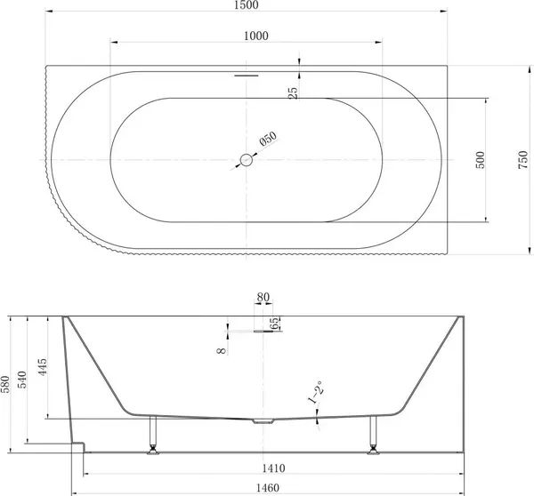 Изображение товара Ванна акриловая Abber AB9329-1.5 R (белый)