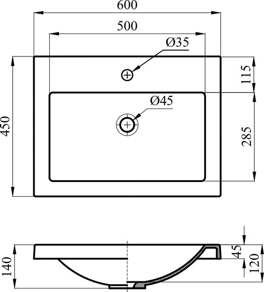 Изображение товара Умывальник Marblan Alba60 (белый глянцевый, без сифона)