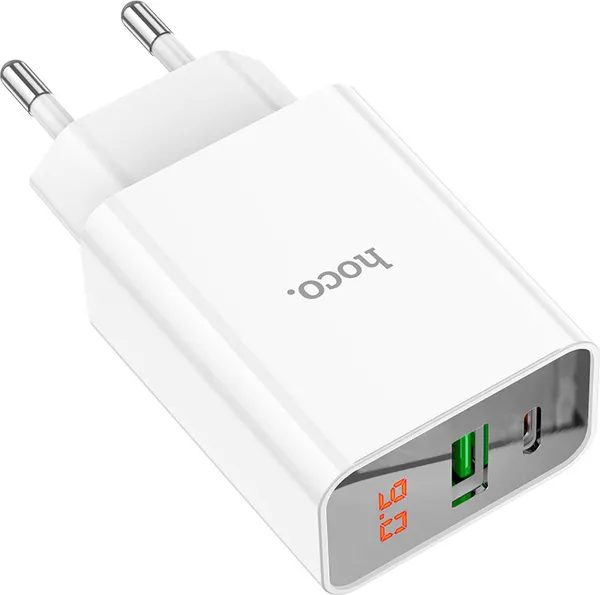 Изображение товара Адаптер питания сетевой Hoco C100A 20W USB A+C (белый)
