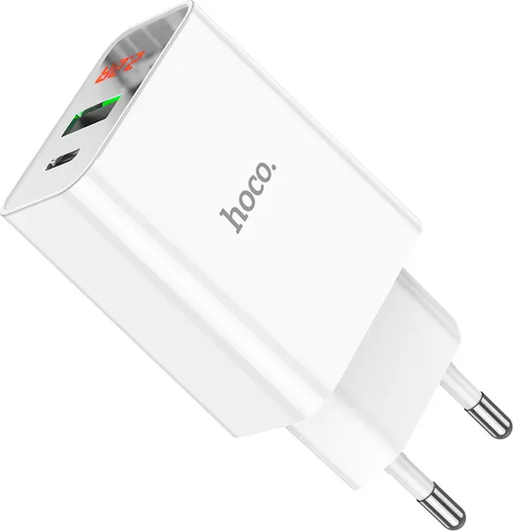 Изображение товара Адаптер питания сетевой Hoco C100A 20W USB A+C (белый)