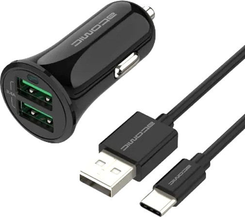 Изображение товара Зарядное устройство автомобильное Atomic Linx C240 с кабелем USB A-C / 20.102 (черный)