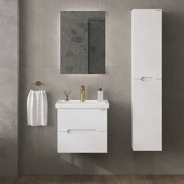 Изображение товара Тумба с умывальником Onika Айленд 60.13 2 ящика 106161 + Kirovit Фостер 60