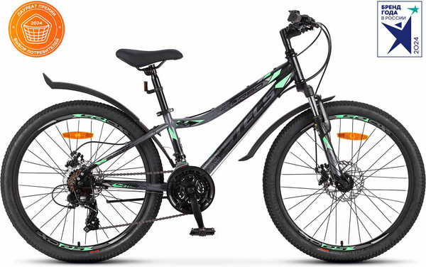 Изображение товара Велосипед STELS Turbo 410 MD 24 (12, черный/зеленый, разобранный, в коробке)