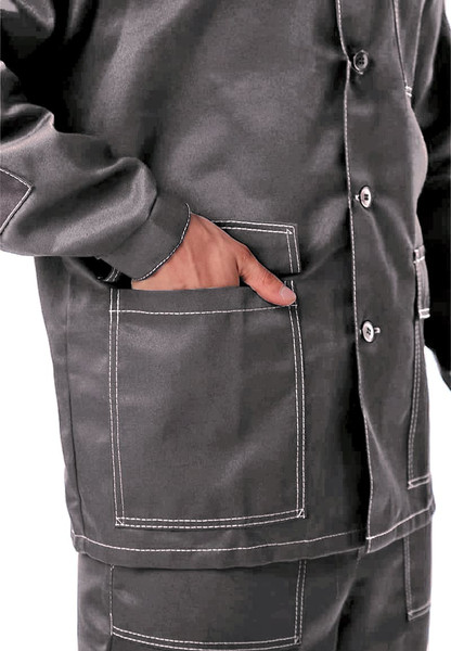 Изображение товара Комплект рабочей одежды УРСУС Дамаск КОС316-303 (темно-серый/светло-серый/красный, 48-50/170-176)