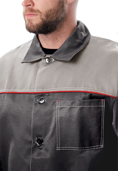 Изображение товара Комплект рабочей одежды УРСУС Дамаск КОС316-303 (темно-серый/светло-серый/красный, 56-58/170-176)