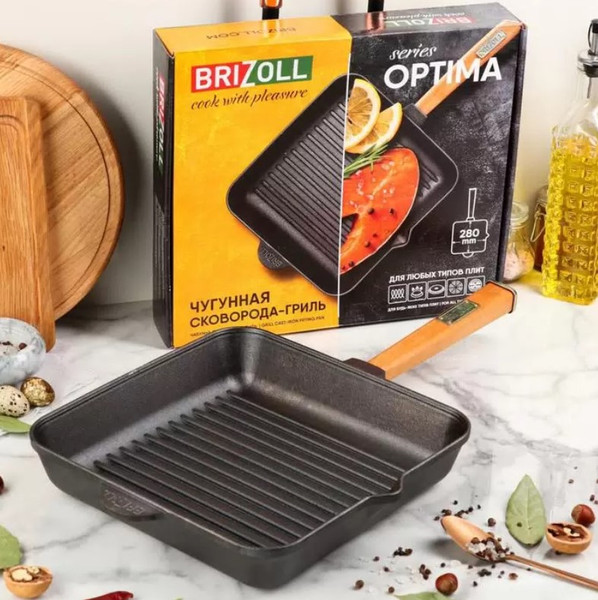 Изображение товара Сковорода-гриль Brizoll Optima О282850G-Р