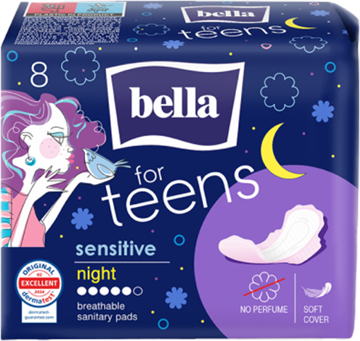 Изображение товара Прокладки гигиенические Bella For Teens Sensitive night (8шт)