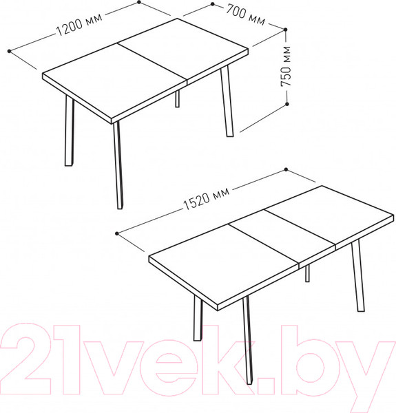 Изображение товара Обеденный стол Listvig Фин раздвижной (дуб табачный/черный)