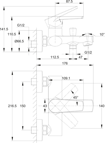 Изображение товара Душевой гарнитур со смесителем Cersanit Moduo 64097 + Vibe 63067