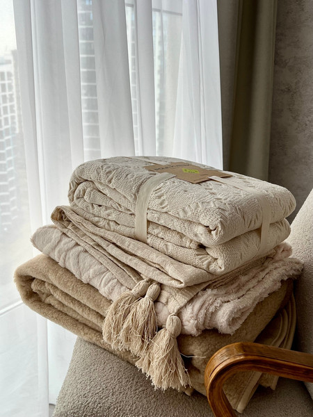 Изображение товара Плед Pole Kvetak (Беларускі лён) 195x220 25С192-ШР/у./л.с.уп. (Альба рис 90 / цв 0 )