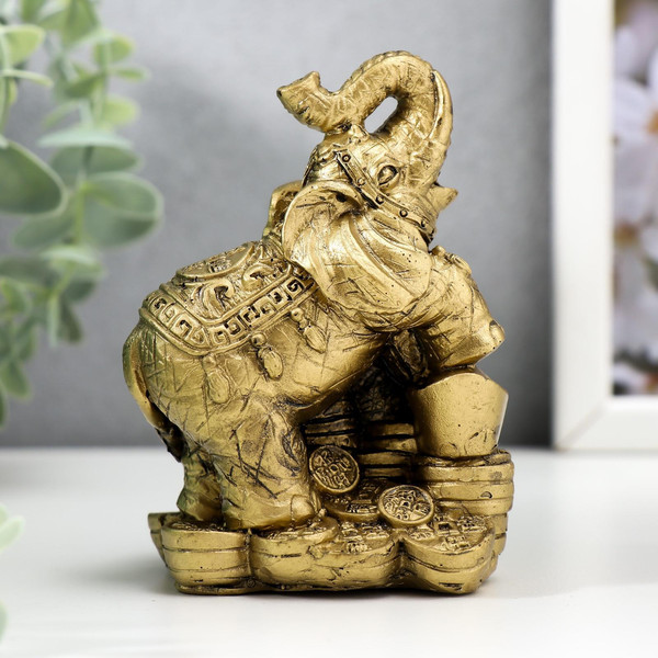 Изображение товара Статуэтка Sima-Land Слон со слоненком - хоботы вверх, на монетах 222732