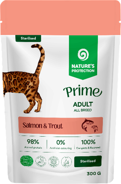 Влажный корм для кошек Nature's Protection NP Prime Sterilised Кусочки в соусе лосось/форель (300г) — фото 6