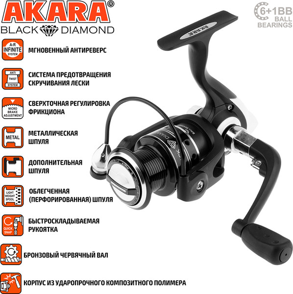Изображение товара Катушка безынерционная Akara Black Diamond 3000 6+1 bb / ABD3000-7