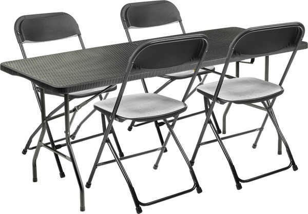 Изображение товара Комплект складной мебели Sundays Стол AC-Z180R-2 180х74х74 + Стул AC-B53 (4шт, черный, чемодан)