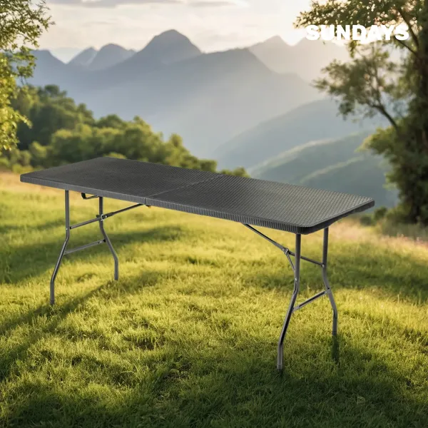 Изображение товара Комплект складной мебели Sundays Стол AC-Z180R-2 180х74х74 + Стул AC-B53 (4шт, черный, чемодан)