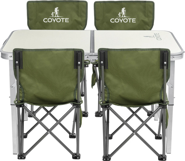 Изображение товара Комплект складной мебели Coyote Стол HYT003 50x80см + Стул HYL003S (4шт, оливковый)