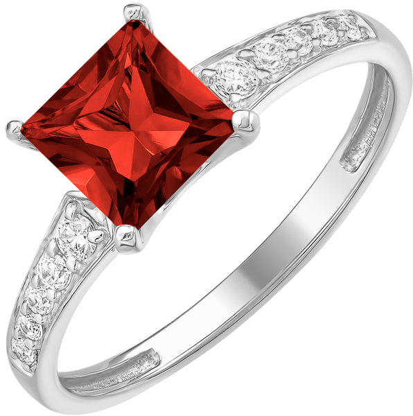 Изображение товара Кольцо из серебра 7 КАРАТ П1227-083СГ (р.16.5, с гранатом и фианитами)