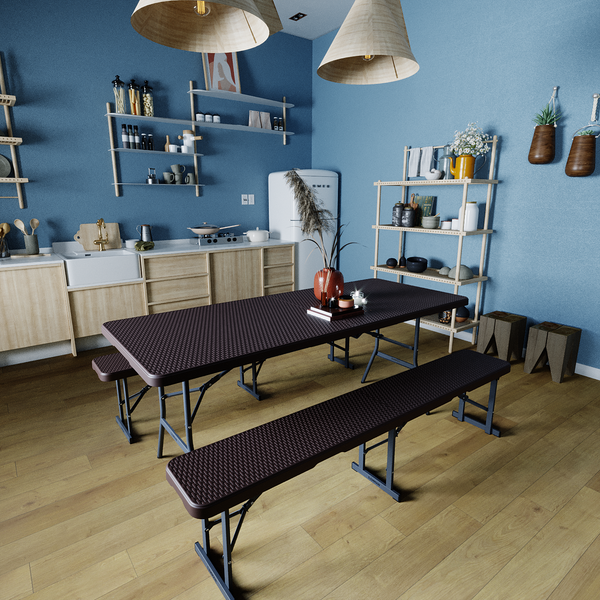 Изображение товара Скамья складная SAMMAN Van R 183x30x43 (ротанг, коричневый)