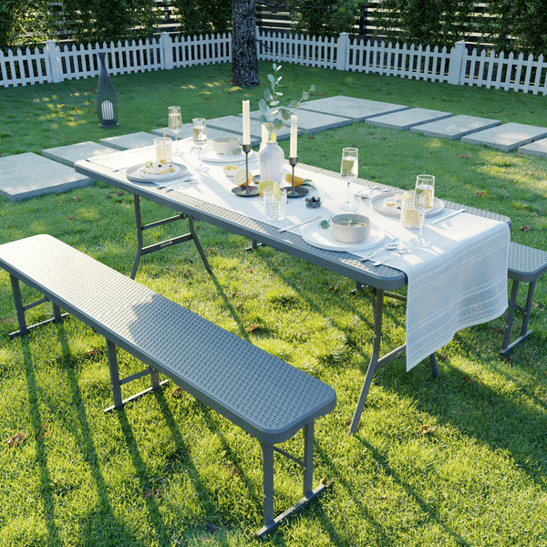 Изображение товара Скамья складная SAMMAN Van R 183x30x43 (ротанг, серый)