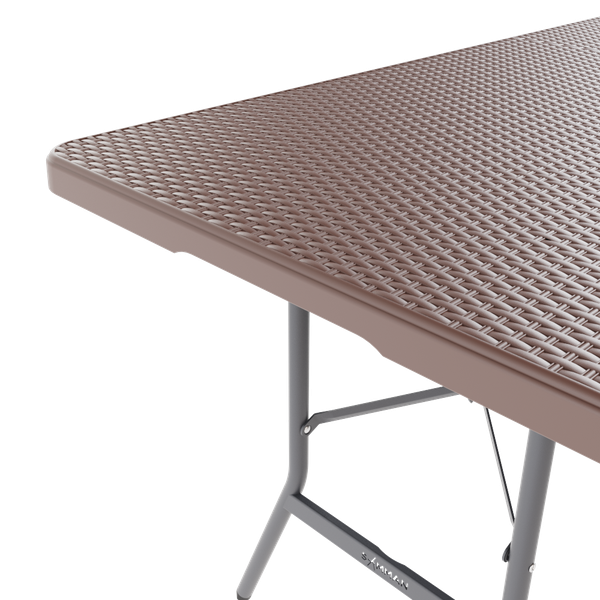 Изображение товара Стол складной SAMMAN Van R 185x77x74 (ротанг, коричневый)