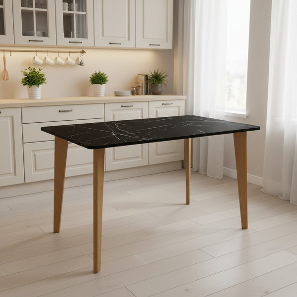 Изображение товара Обеденный стол Mio Tesoro Вулькано раздвижной 1100(1400)х700 (мрамор неро маркина)