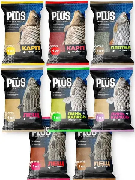 Изображение товара Прикормка рыболовная Amatar Plus Карп Клубника / 450414 (1кг)