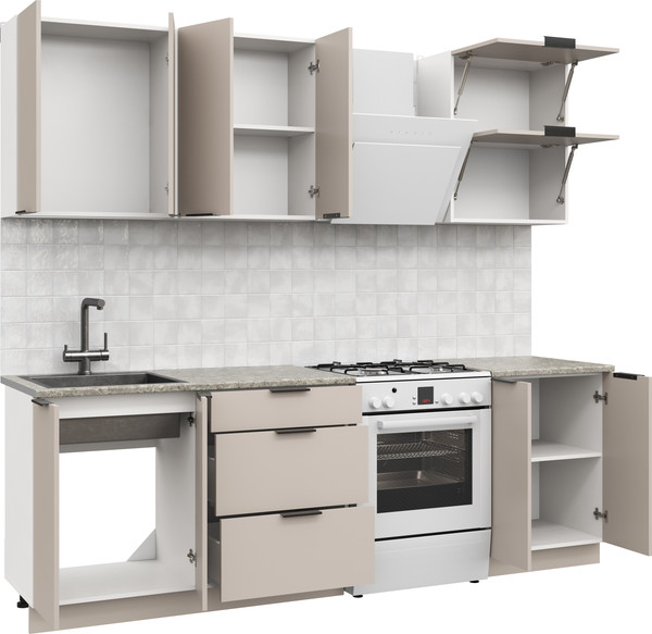 Изображение товара Кухонный гарнитур Mio Tesoro Софти-180 без столешницы (белый/кашемир)
