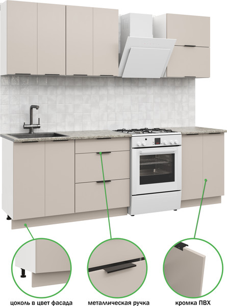 Изображение товара Кухонный гарнитур Mio Tesoro Софти-180 без столешницы (белый/кашемир)