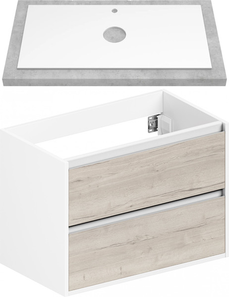 Изображение товара Тумба для ванной ЗОВ Парма 70 со столешницей T695C2 / P70LWP0MWHMC1A (белый/белый галифакс)