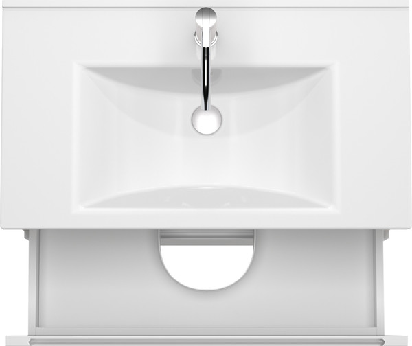 Изображение товара Тумба для ванной ЗОВ Дион 70 со столешницей T695C2 / D70LHO0M9003GKV5 (белый глянцевый/дуб)