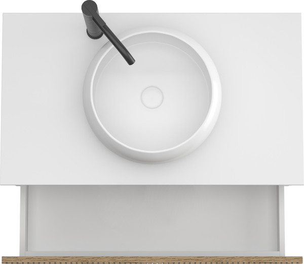 Изображение товара Тумба для ванной ЗОВ Кито-2 80 со столешницей T795C2 / 2K80LW0MRMC (белый/тростник)