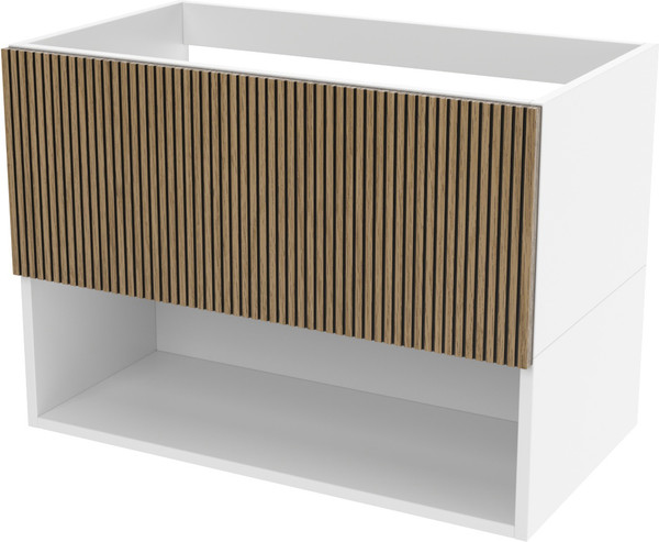 Изображение товара Тумба для ванной ЗОВ Кито-2 80 со столешницей T795C2 / 2K80LW0MRMC (белый/тростник)