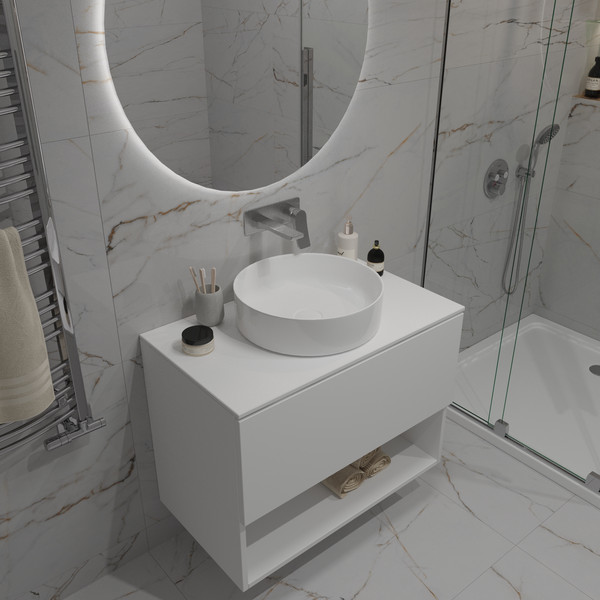 Изображение товара Тумба для ванной ЗОВ Кито-2 80 со столешницей T795C2 / 2K80LW0MWMC (белый матовый)