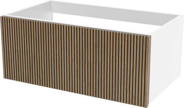 Изображение товара Тумба для ванной ЗОВ Кито 100 со столешницей T995C2 / K100LW0MRMC (белый/тростник)