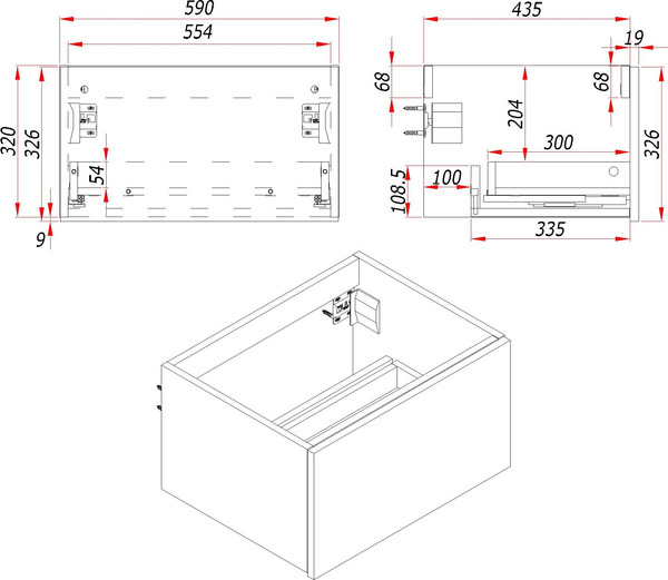 Изображение товара Тумба для ванной ЗОВ Кито 60 со столешницей T595C2 / K60LW0MRMC (белый/тростник)