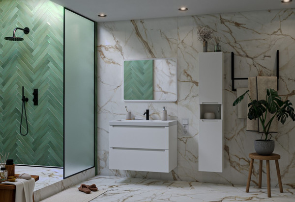 Изображение товара Тумба для ванной ЗОВ Дион 80 со столешницей T795C2 / D80LWP0M9003MKV5 (белый матовый)