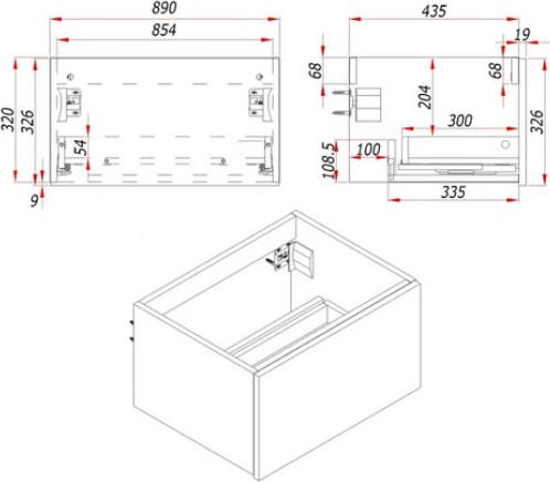 Изображение товара Тумба для ванной ЗОВ Кито 90 со столешницей T895C2 / K90LW0MWMC (белый матовый)